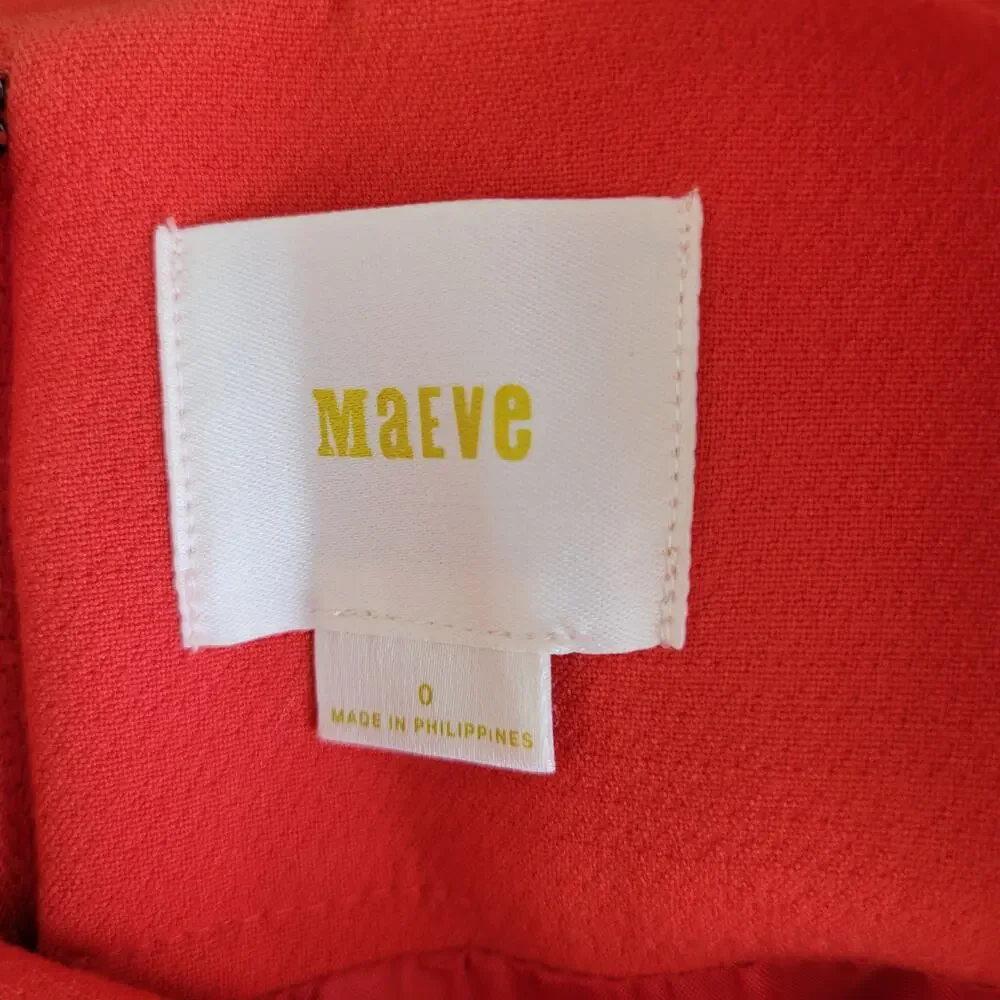Anthropologie Maeve Pleated Circle Skirt Orange Zippered Pockets Women 0